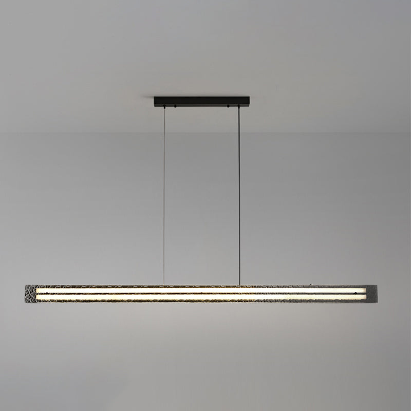 Contemporary Hanging Light Linear LED Island Light Fixture with Glass for Dining Room