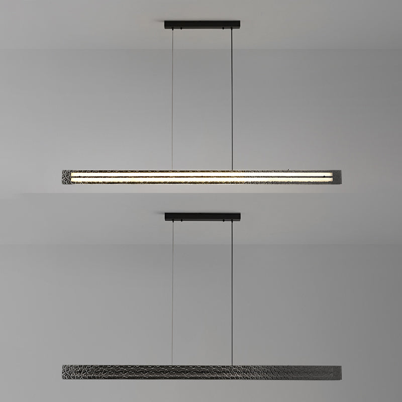 Contemporary Hanging Light Linear LED Island Light Fixture with Glass for Dining Room