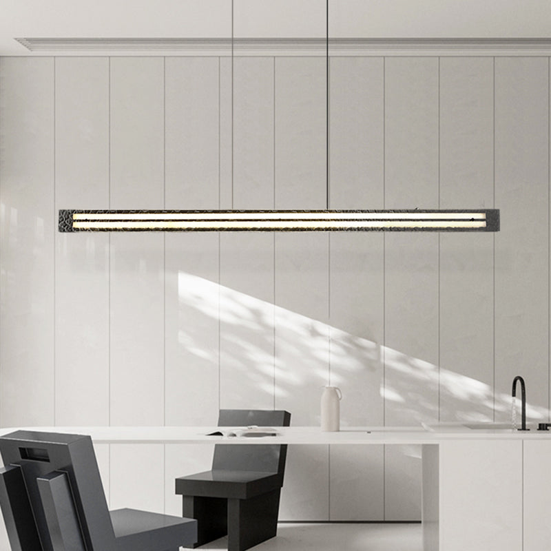 Contemporary Hanging Light Linear LED Island Light Fixture with Glass for Dining Room