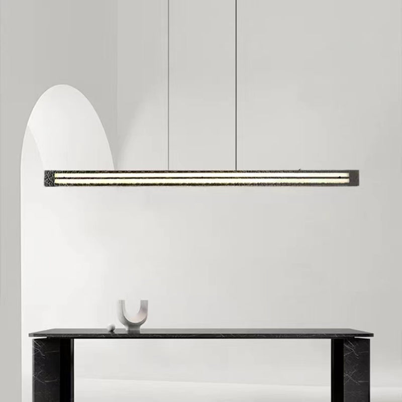 Contemporary Hanging Light Linear LED Island Light Fixture with Glass for Dining Room