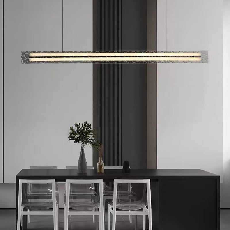 Contemporary Hanging Light Linear LED Island Light Fixture with Glass for Dining Room