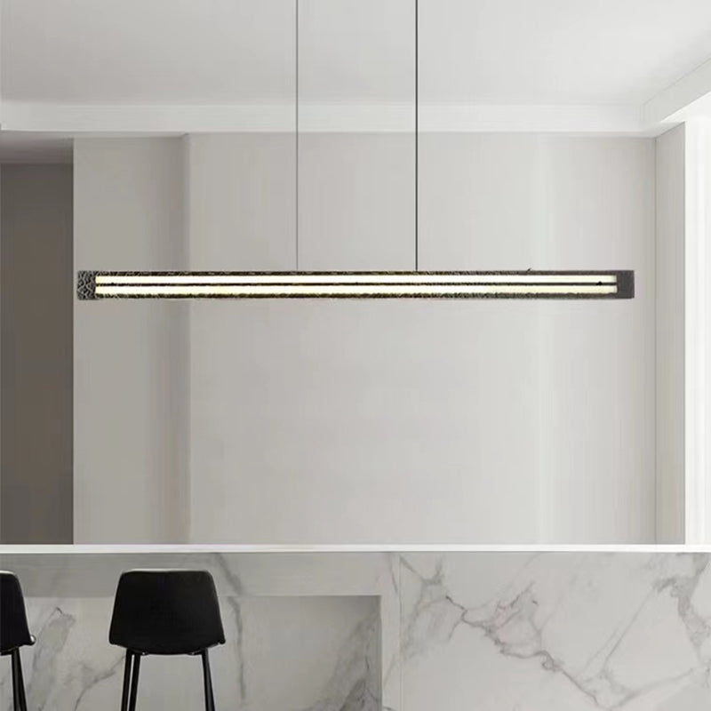 Contemporary Hanging Light Linear LED Island Light Fixture with Glass for Dining Room