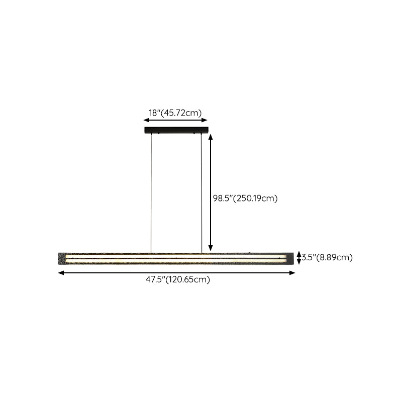 Contemporary Hanging Light Linear LED Island Light Fixture with Glass for Dining Room