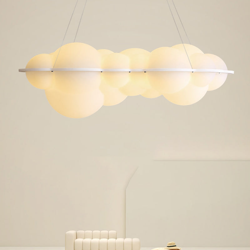 Contemporary Hanging Light Cloud Island Light Fixture in White for Dining Room