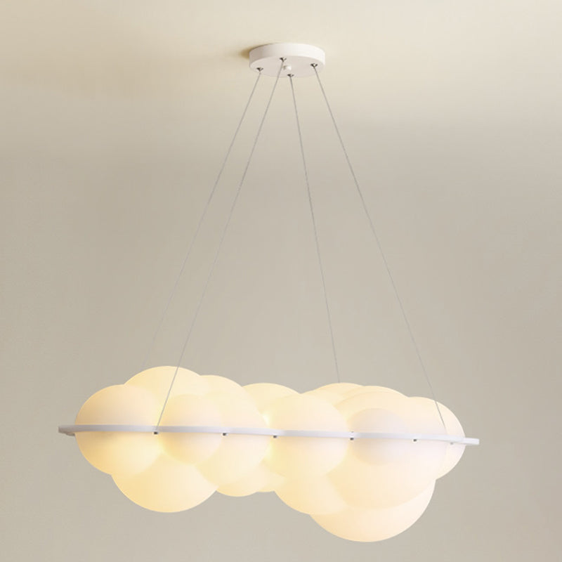 Contemporary Hanging Light Cloud Island Light Fixture in White for Dining Room