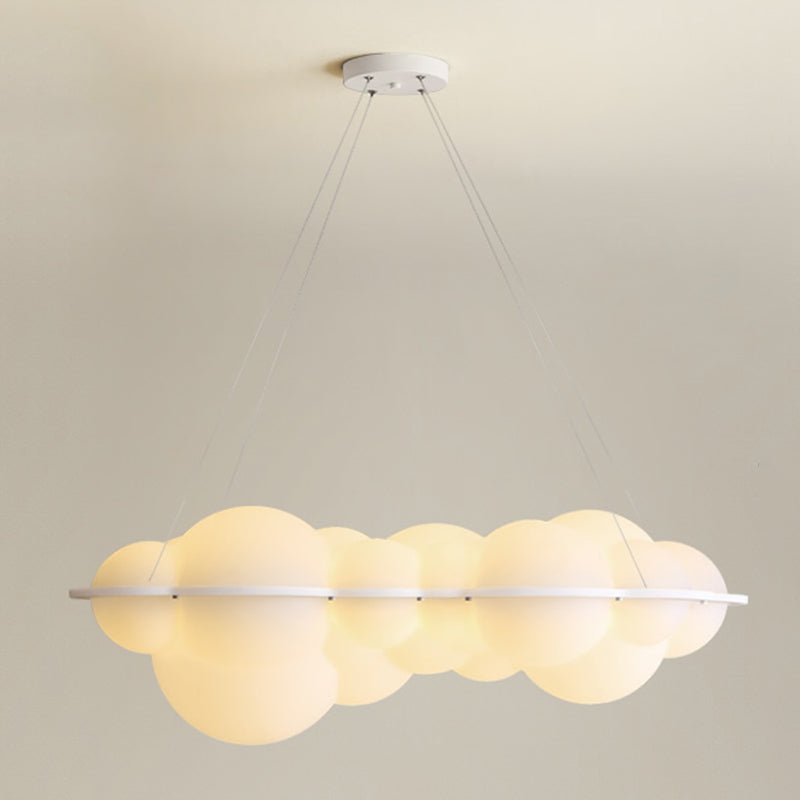 Contemporary Hanging Light Cloud Island Light Fixture in White for Dining Room