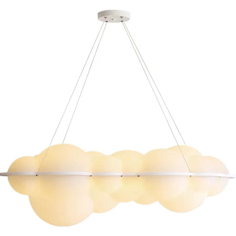Contemporary Hanging Light Cloud Island Light Fixture in White for Dining Room