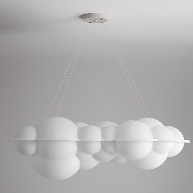Contemporary Hanging Light Cloud Island Light Fixture in White for Dining Room