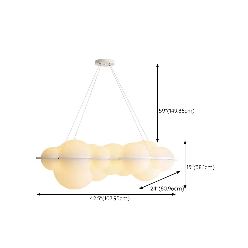 Contemporary Hanging Light Cloud Island Light Fixture in White for Dining Room