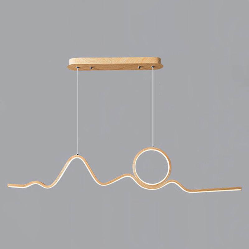 2-Light Beige Island Lighting Modern Wooden LED Ceiling Light for Bedroom