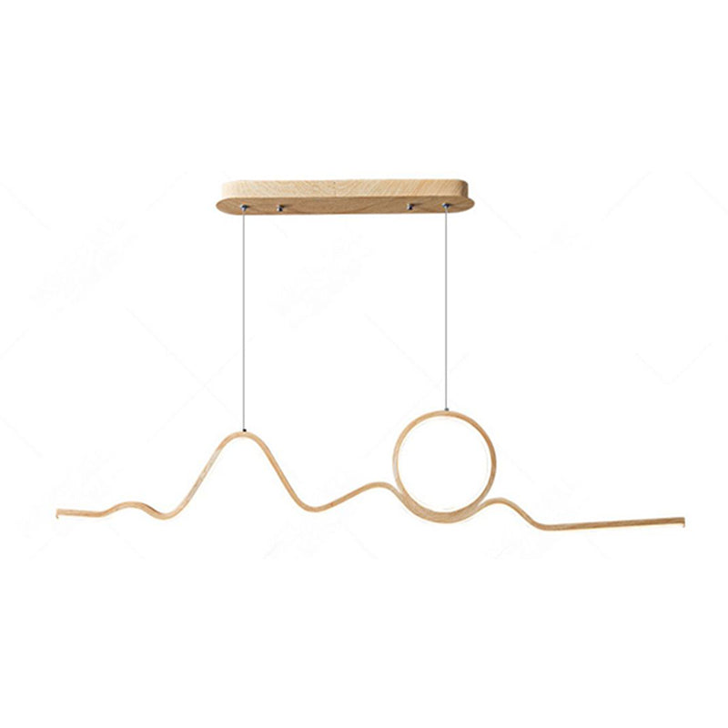 2-Light Beige Island Lighting Modern Wooden LED Ceiling Light for Bedroom