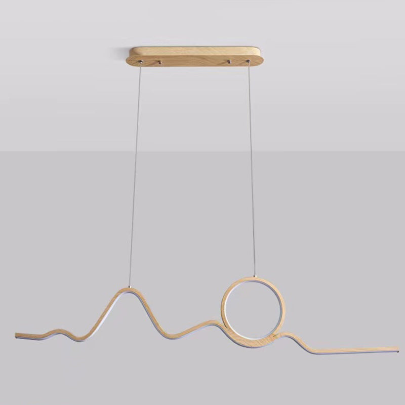2-Light Beige Island Lighting Modern Wooden LED Ceiling Light for Bedroom