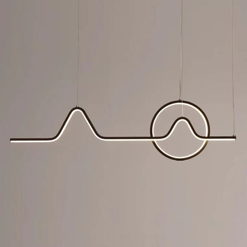 2-Light Modern Ceiling Light Golden/Black LED Island Lighting for Dining Room