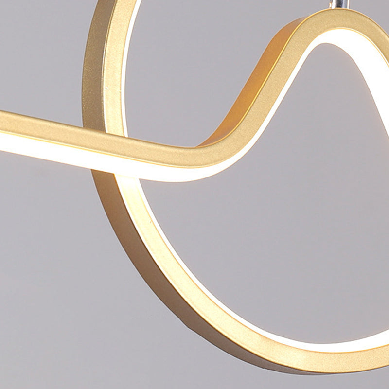 2-Light Modern Ceiling Light Golden/Black LED Island Lighting for Dining Room