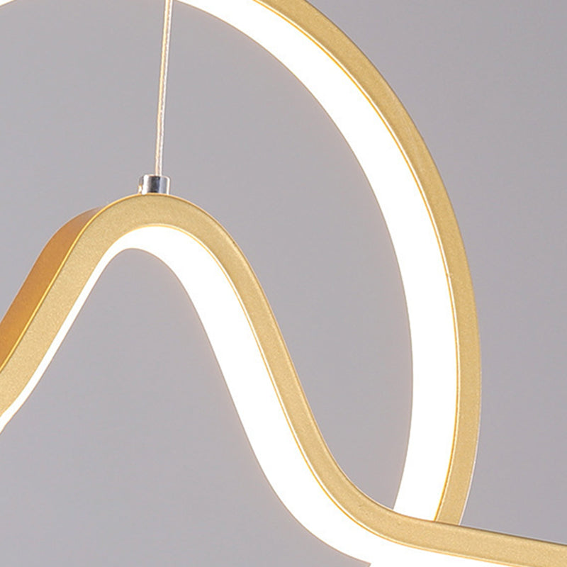 2-Light Modern Ceiling Light Golden/Black LED Island Lighting for Dining Room
