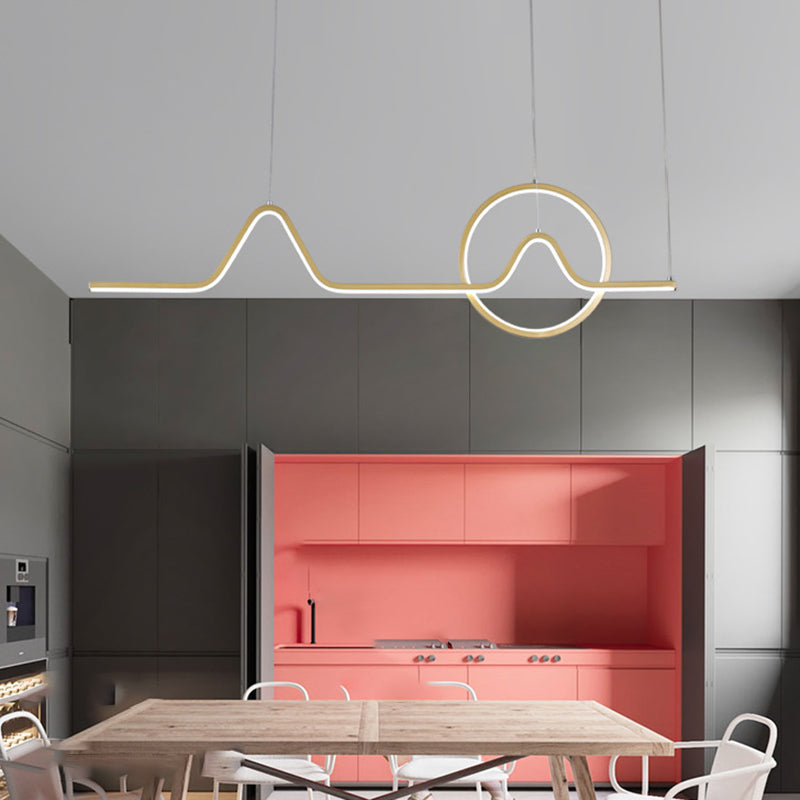 2-Light Modern Ceiling Light Golden/Black LED Island Lighting for Dining Room