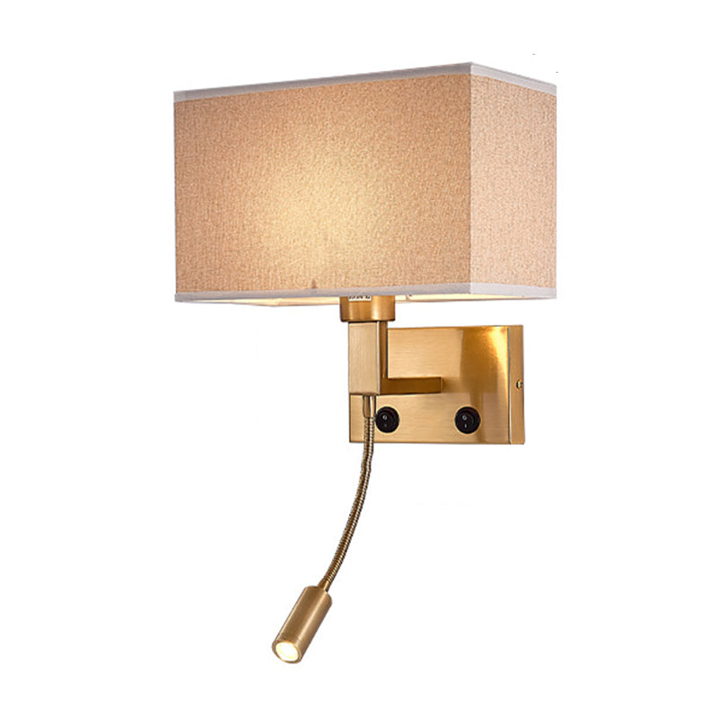 Iron and Fabric Wall Sconce Post Modern Wall Lighting Fixture in Black / Gold