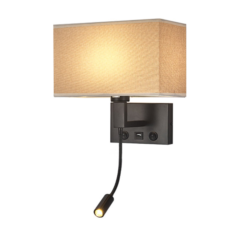 Iron and Fabric Wall Sconce Post Modern Wall Lighting Fixture in Black / Gold