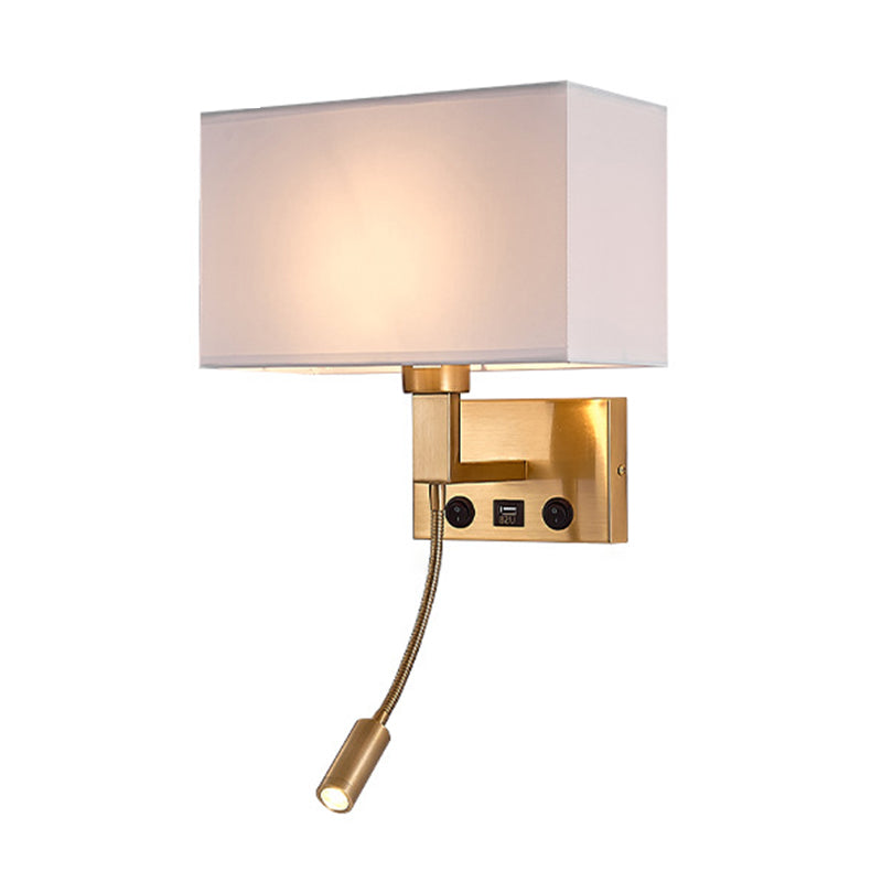 Iron and Fabric Wall Sconce Post Modern Wall Lighting Fixture in Black / Gold