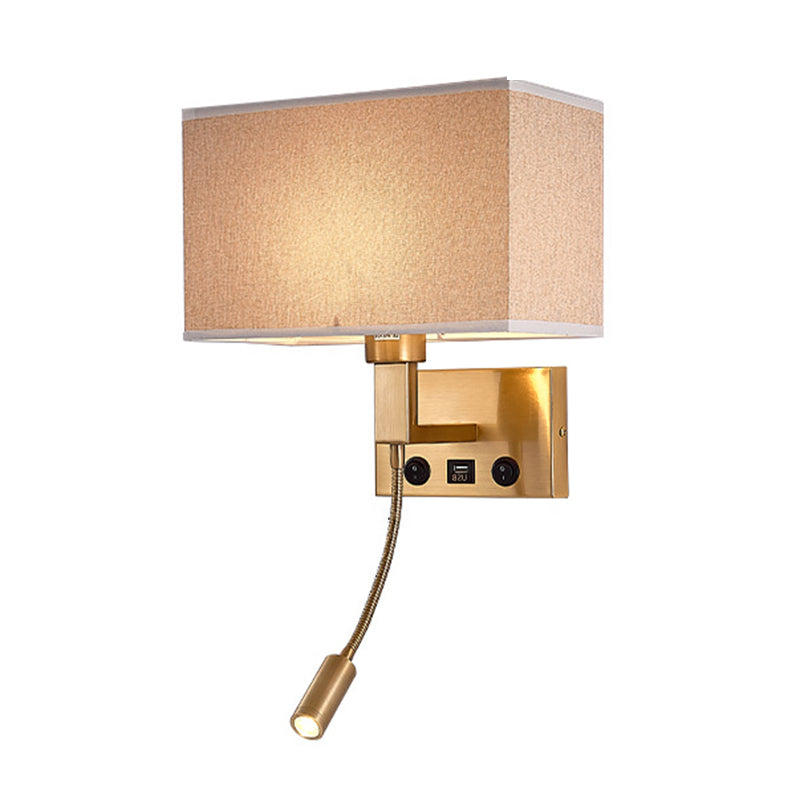 Iron and Fabric Wall Sconce Post Modern Wall Lighting Fixture in Black / Gold