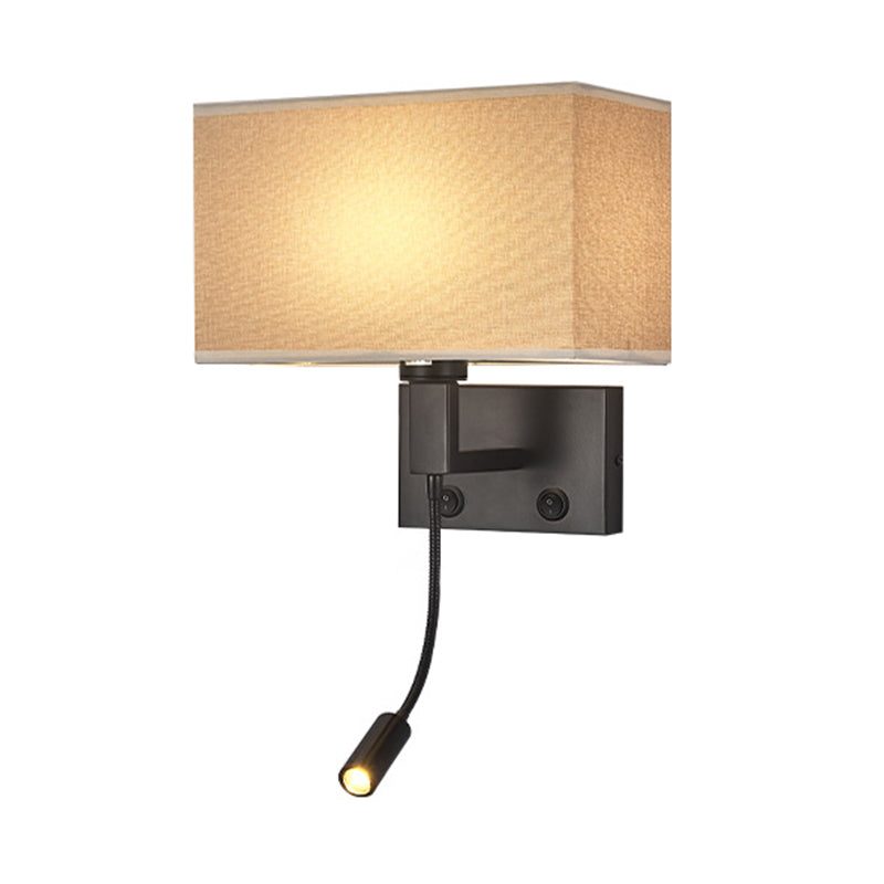 Iron and Fabric Wall Sconce Post Modern Wall Lighting Fixture in Black / Gold