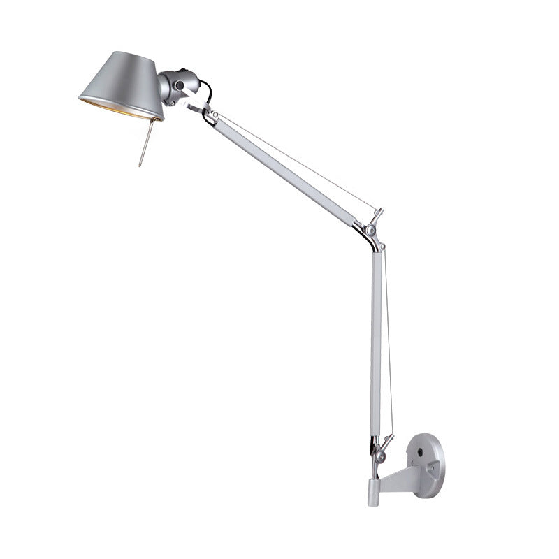 Modern Wall Sconce Cone Shape Wall Light with Metal Shade in Silver for Living Room