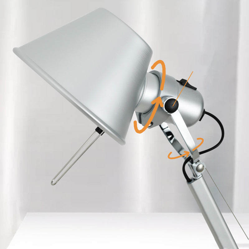 Modern Wall Sconce Cone Shape Wall Light with Metal Shade in Silver for Living Room