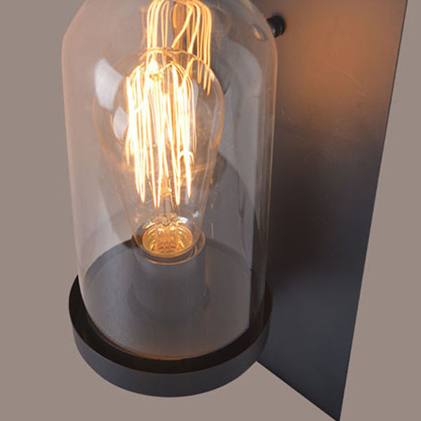 Industrial Metal Wall Sconce Cylinder Shape Wall Light with Glass Shade for Courtyard