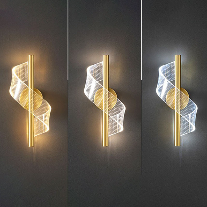 Modernism Single Wall Mounted Sconce LED Acrylic Wall Light in Black/Golden Finish