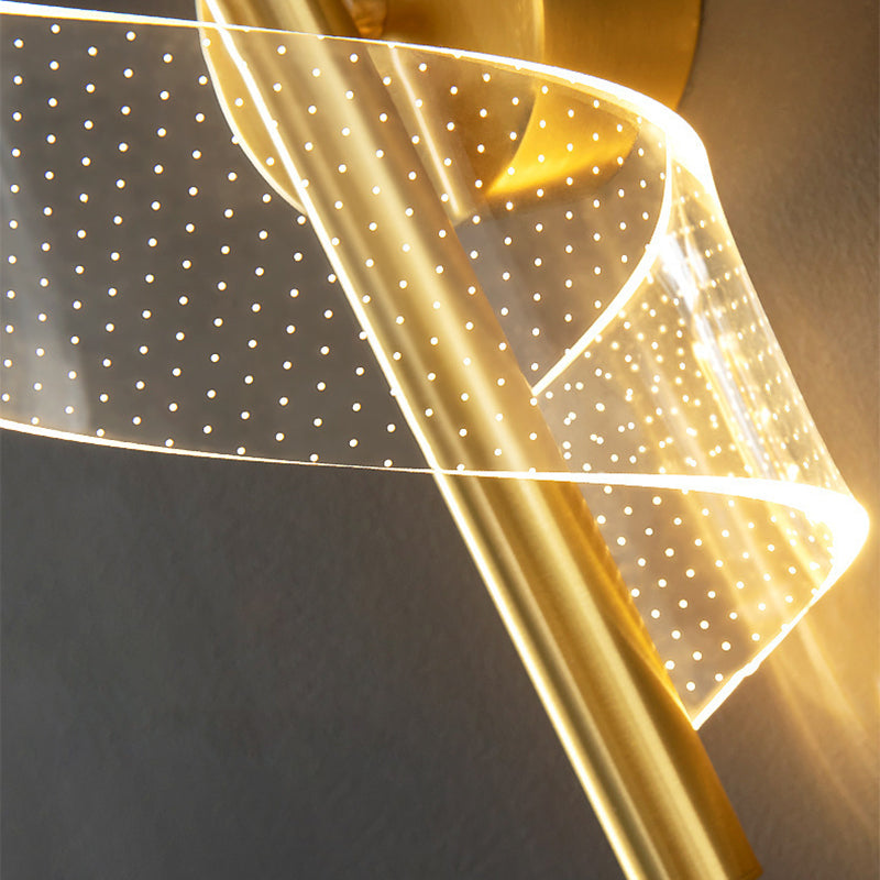 Modernism Single Wall Mounted Sconce LED Acrylic Wall Light in Black/Golden Finish