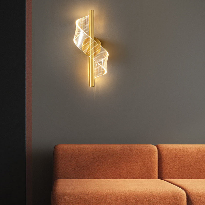 Modernism Single Wall Mounted Sconce LED Acrylic Wall Light in Black/Golden Finish