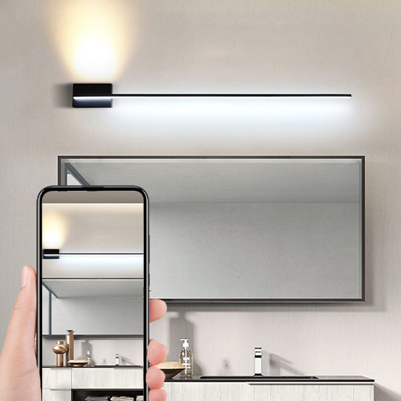 Linear Shape Metal Vanity Lamp Modern Style 2 Lights Vanity Light Fixture in Black