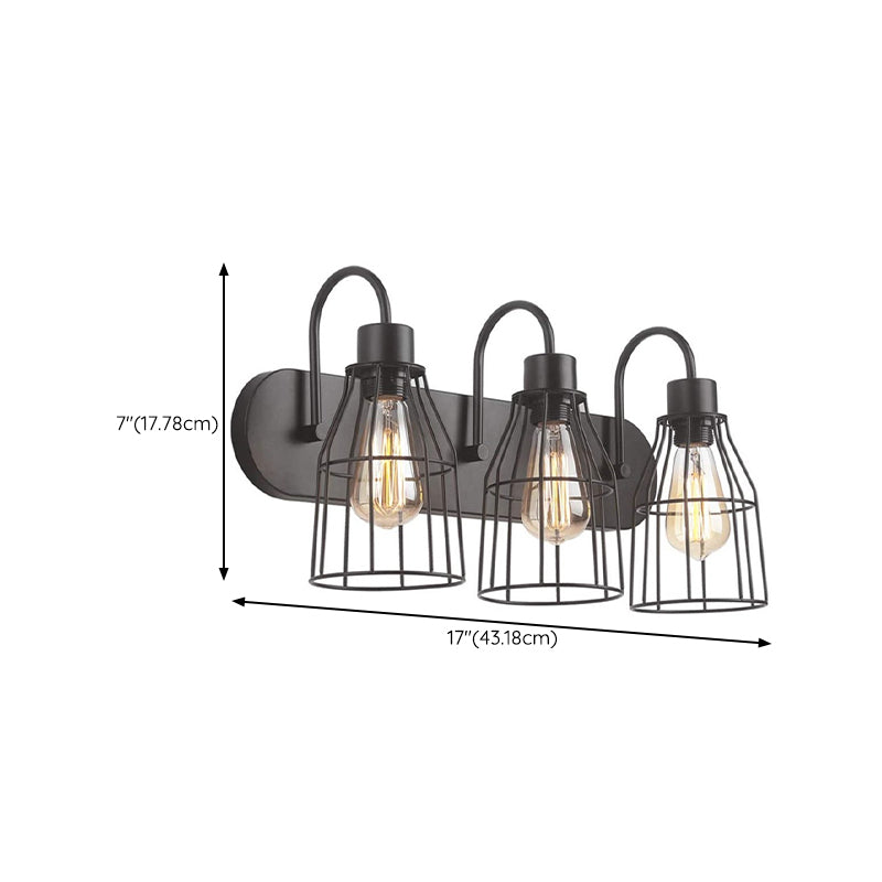 Industrial 3 - Light Bath Vanity Light Iron Bathroom Fixture in Dark Black