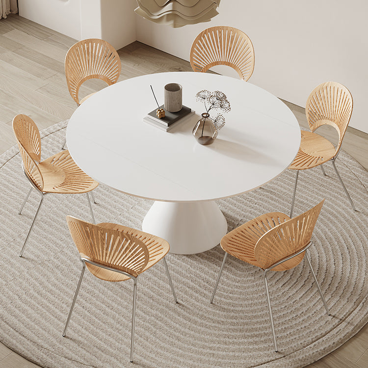Contemporary 1/4/5/7 Pieces Furniture Round Stone Dining Set in White