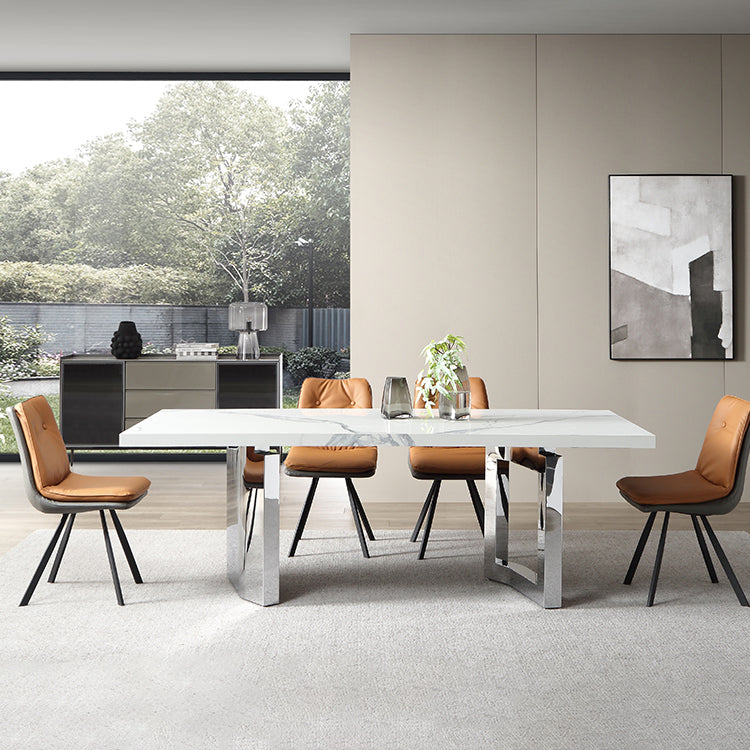 Modern 1/4/5/7 Pieces Dining Chairs Set Rectangle Stone Furniture in White