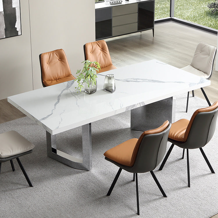 Modern 1/4/5/7 Pieces Dining Chairs Set Rectangle Stone Furniture in White