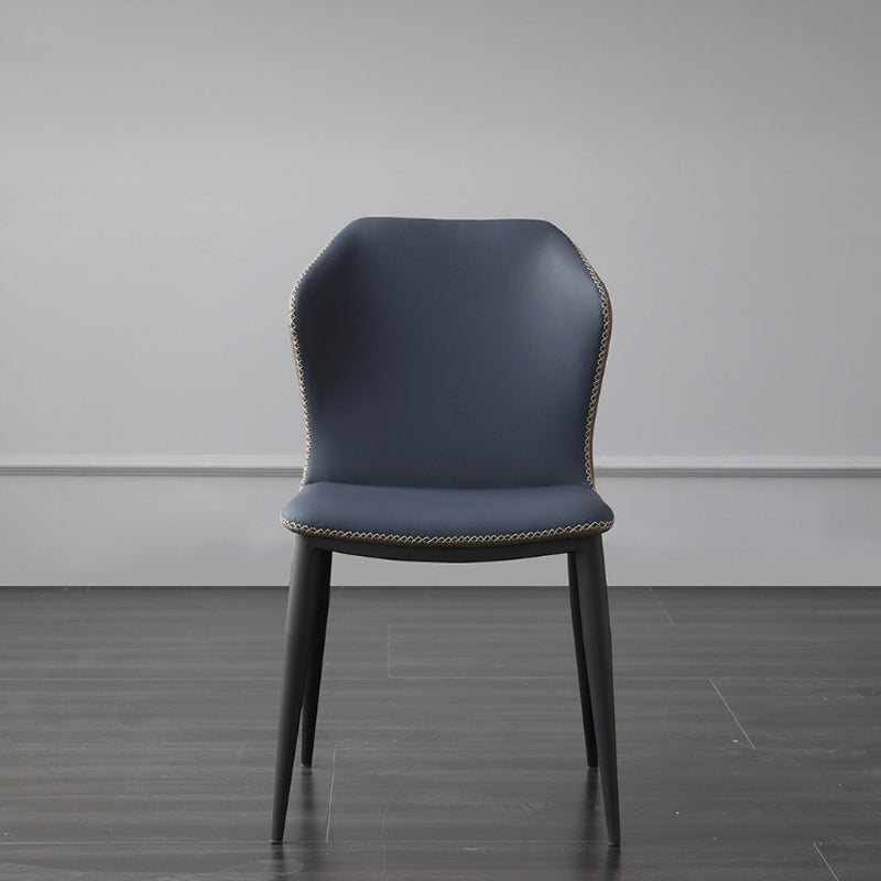 Faux Leather Side Chair Wingback Armless Chair with Black Legs