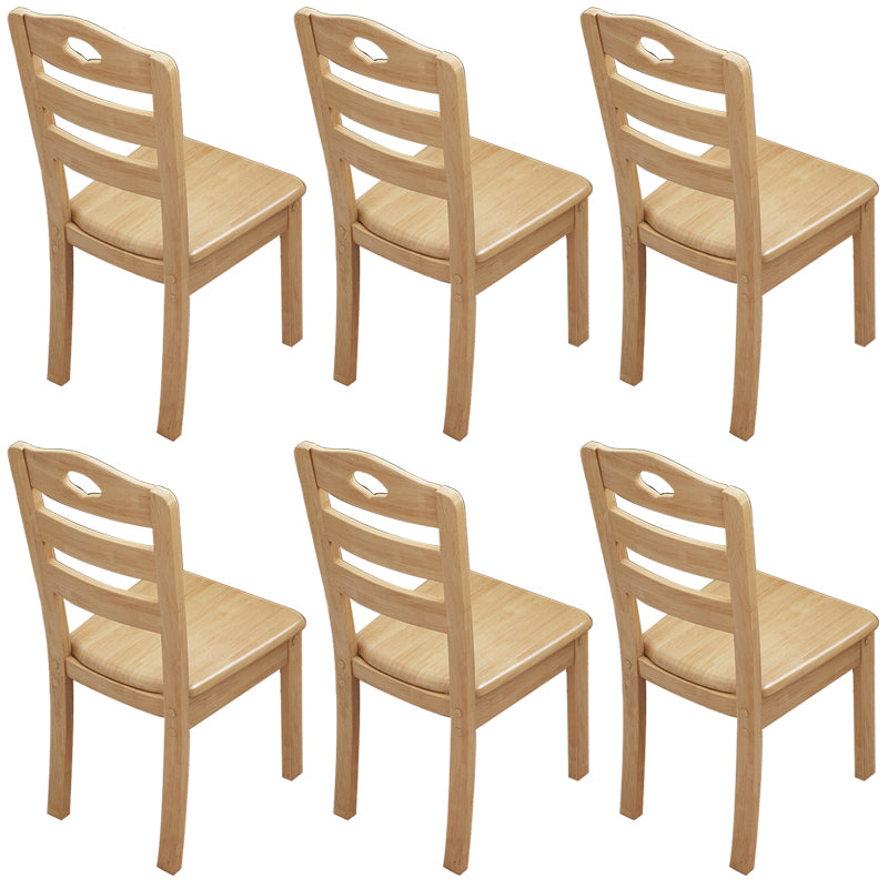 Solid Wood Dining Chair Industrial Style Ladder Back Armless Chair