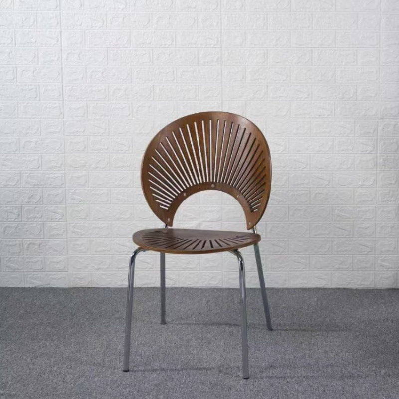 Metal Base Dining Chairs Industrial Style Open Back Armless Chair