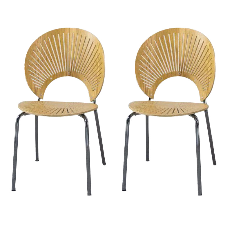 Metal Base Dining Chairs Industrial Style Open Back Armless Chair