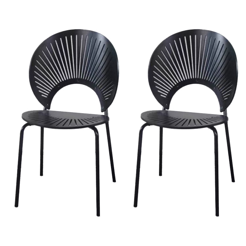 Metal Base Dining Chairs Industrial Style Open Back Armless Chair