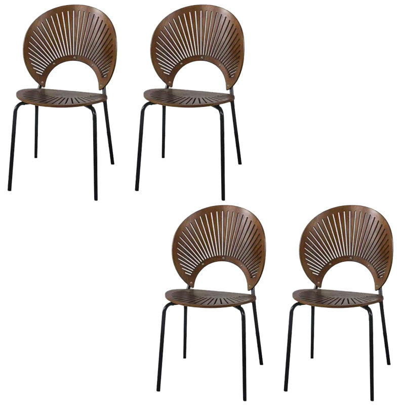 Metal Base Dining Chairs Industrial Style Open Back Armless Chair