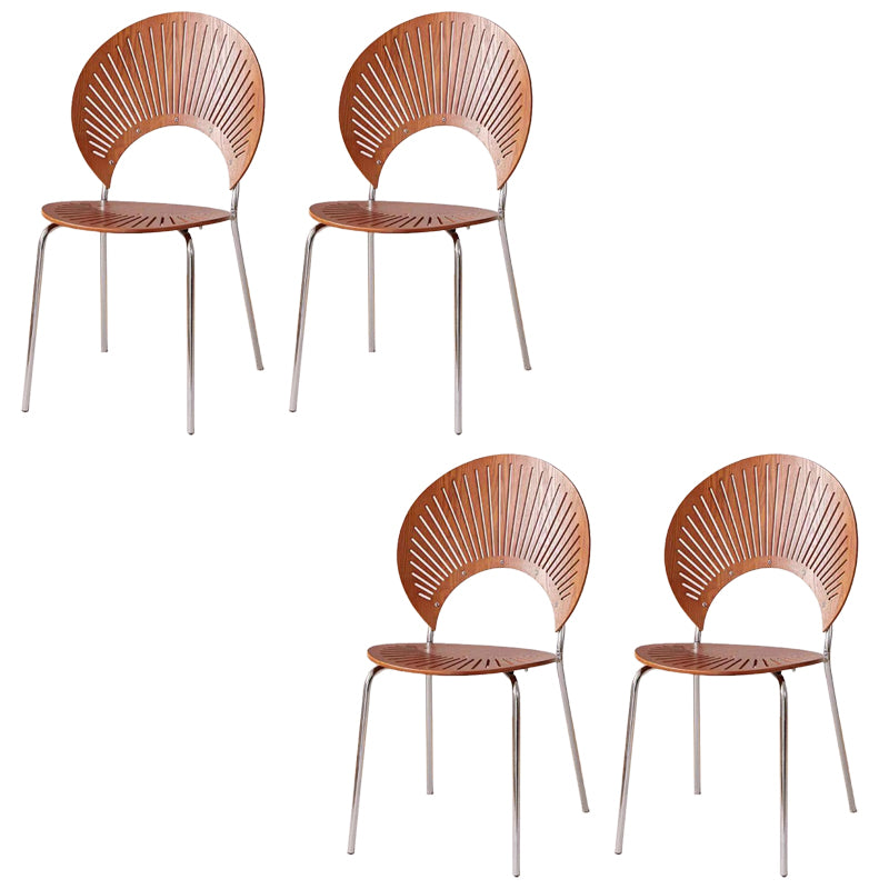 Metal Base Dining Chairs Industrial Style Open Back Armless Chair