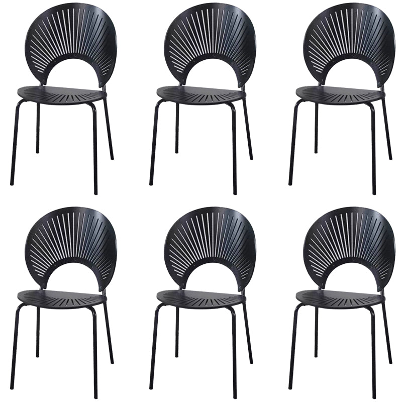 Metal Base Dining Chairs Industrial Style Open Back Armless Chair