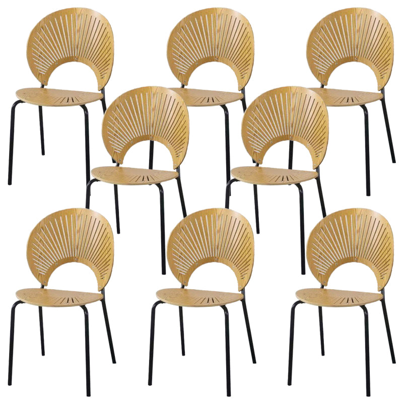 Metal Base Dining Chairs Industrial Style Open Back Armless Chair