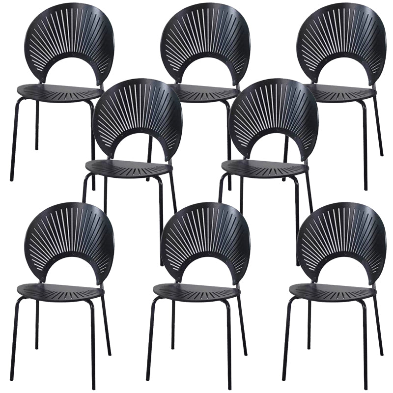 Metal Base Dining Chairs Industrial Style Open Back Armless Chair