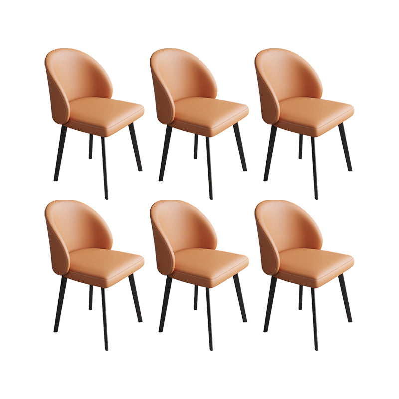 Faux Leather Kitchen Dining Chairs Contemporary Chairs with Black Metal Legs