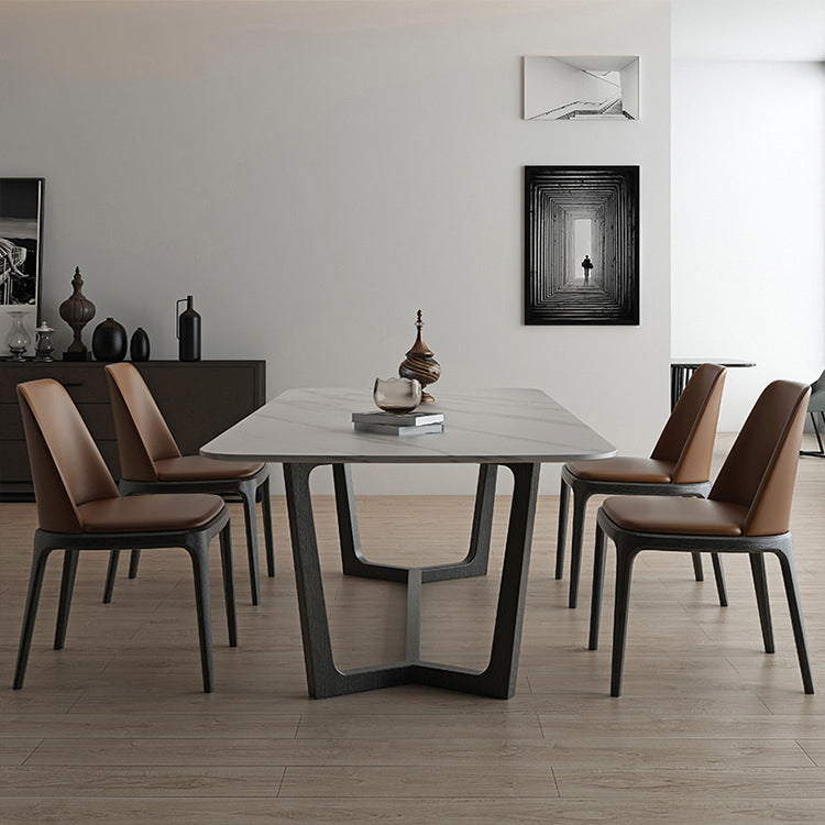 Contemporary Kitchen Dining Chairs Upholstered Chairs with Solid Wood Base