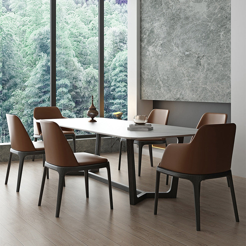 Contemporary Kitchen Dining Chairs Upholstered Chairs with Solid Wood Base