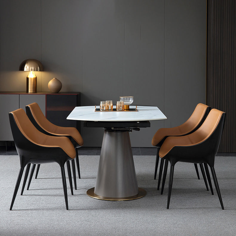 Faux Leather Dining Chairs Contemporary Chairs with Metal Legs